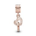 Κρεμαστό καρδιά με κυβ. ζιρκόνια, 14K rose gold-plated
