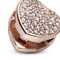 Κλιπ 14K rose gold-plated με κυβ. ζιρκόνια, PANDORA Reflexions, καρδιά