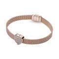 Κλιπ 14K rose gold-plated με κυβ. ζιρκόνια, PANDORA Reflexions, καρδιά