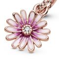 Κρεμαστό 14K rose gold-plated με κυβ. ζιρκόνια & σμάλτο, μαργαρίτα