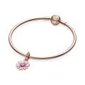 Κρεμαστό 14K rose gold-plated με κυβ. ζιρκόνια & σμάλτο, μαργαρίτα