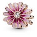 Σύμβολο 14K rose gold-plated με κυβ. ζιρκόνια & σμάλτο, μαργαρίτα