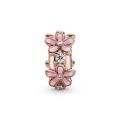 Κλιπ 14K rose gold-plated με κυβική ζιρκόνια, σμάλτο & σιλικόνη, μαργαρίτα