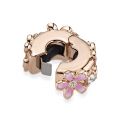 Κλιπ 14K rose gold-plated με κυβική ζιρκόνια, σμάλτο & σιλικόνη, μαργαρίτα
