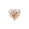 Σύμβολο 14K rose gold-plated με κυβική ζιρκόνια, καρδιά δέντρο της οικογένειας