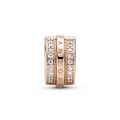 Κλιπ 14K rose gold-plated με κυβ. ζιρκόνια και σιλικόνη, λογότυπο PANDORA