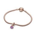 Κρεμαστό 14K rose gold-plated με μωβ κρύσταλλο, καρδιά