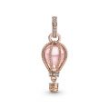 Κρεμαστό 14K rose gold-plated με κρύσταλλα & κυβ. ζιρκόνια, αερόστατο