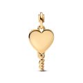Κρεμαστό με επίστρωση χρυσού 14Κ & λευκή κυβική ζιρκόνια κλειδί καρδιά, χαρασσόμενο
