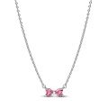 Κολιέ ασ. 925 με ροζ & διάφανη κυβική ζιρκόνια, φιόγκος