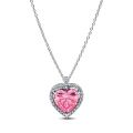 Κολιέ ασ. 925 με ροζ και λευκή κυβική ζιρκόνια, καρδιά