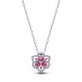 Κολιέ ασ. 925 με ροζ & διάφανη κυβική ζιρκόνια, φύλλα