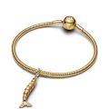 Κρεμαστό σύμβολο με επίστρωση χρυσού 14Κ και μπλε σμάλτο, ψάρι