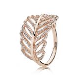 Δαχτυλίδι με κυβ. ζιρκόνια micro pave, 14K rose gold-plated