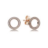 Σκουλαρίκια με κυβ. ζιρκόνια, 14K rose gold-plated