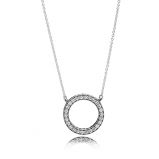 Κολιέ ασ.925 με κυβική ζιρκόνια, λογότυπο PANDORA (διπλής όψεως)