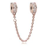 Αλυσίδα ασφαλείας 14K rose gold-plated με κυβική ζιρκόνια και σιλικόνη