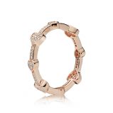 Δαχτυλίδι με κυβική ζιρκόνια 14K rose gold-plated, καρδιές
