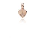 Κρεμαστό με κυβ. ζιρκόνια, καρδιά 14K rose gold-plated