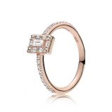 Δαχτυλίδι 14K rose gold-plated με κυβική ζιρκόνια, θραύσμα λάμψης