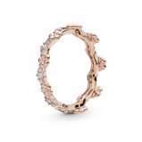 Δαχτυλίδι 14K rose gold-plated με κυβική ζιρκόνια, λουλούδι