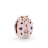 Κλιπ Pandora Reflexions, 14K rose gold-plated με κυβ. ζιρκόνια, κρύσταλλα & σμαλτο, πασχαλίτσα