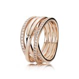 Δαχτυλίδι με κυβ. ζιρκόνια, 14K rose gold-plated