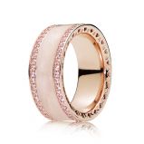 Δαχτυλίδι 14K rose gold-plated με ροζ κυβική ζιρκόνια και ζαχαρί σμάλτο