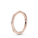 Δαχτυλίδι με διαφ. κυβ. ζιρκόνια, 14K rose gold-plated