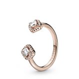 Δαχτυλίδι 14K rose gold-plated ανοιγόμενο με διαφ. κυβ. ζιρκόνια