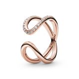 Δαχτυλίδι  14K rose gold-plated ανοιχτό με κυβική ζιρκόνια, άπειρο