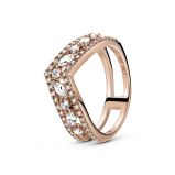 Δαχτυλίδι 14K rose gold-plated με κυβ. ζιρκόνια, wishbone