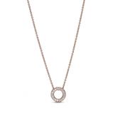 Κολιέ 14K rose gold-plated με κυβ. ζιρκόνια (διπλής όψεως) λογότυπο PANDORA