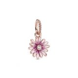 Κρεμαστό 14K rose gold-plated με κυβ. ζιρκόνια & σμάλτο, μαργαρίτα