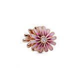 Σύμβολο 14K rose gold-plated με κυβ. ζιρκόνια & σμάλτο, μαργαρίτα