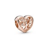 Σύμβολο 14K rose gold-plated με κυβική ζιρκόνια, καρδιά δέντρο της οικογένειας