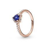 Δαχτυλίδι 14K rose gold-plated με κυβική ζιρκόνια και κρύσταλλο, καρδιά