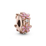 Κλιπ 14K rose gold-plated με κυβική ζιρκόνια, σμάλτο & σιλικόνη, μαργαρίτα