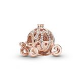 Σύμβολο 14K rose gold-plated με κυβική ζιρκόνια, Disney Cinderella, άμαξα κολοκύθα
