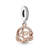 Κρεμαστό 14K rose gold-plated & ασ. 925 με κυβική ζιρκόνια, μαμά και άπειρο