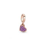 Κρεμαστό 14K rose gold-plated με μωβ κρύσταλλο, καρδιά