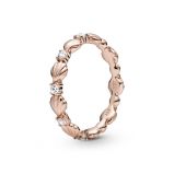 Δαχτυλίδι 14K rose gold-plated με κυβική ζιρκόνια, κοχύλι