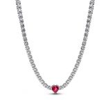 Choker ασ. 925 με κόκκινο κρύσταλλο & κυβική ζιρκόνια, καρδιά