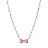 Κολιέ ασ. 925 με ροζ & διάφανη κυβική ζιρκόνια, φιόγκος