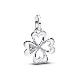 Μενταγιόν ασ. 925 με διάφανη κυβική ζιρκόνια, τριφύλλι