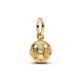 Σύμβολο με επίστρωση χρυσού 14Κ και 0.007 ct TW G-I VS+ round brilliant very good cut lab-grown diamond, μπάλα ποδοσφαίρου