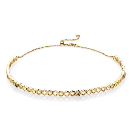 Choker με μαύρο σμάλτο,μέλισσα και κηρήθρα,  με επίστρωση χρυσού 14Κ