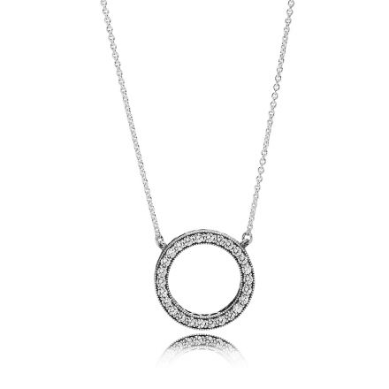 Κολιέ ασ.925 με κυβική ζιρκόνια, λογότυπο PANDORA (διπλής όψεως)