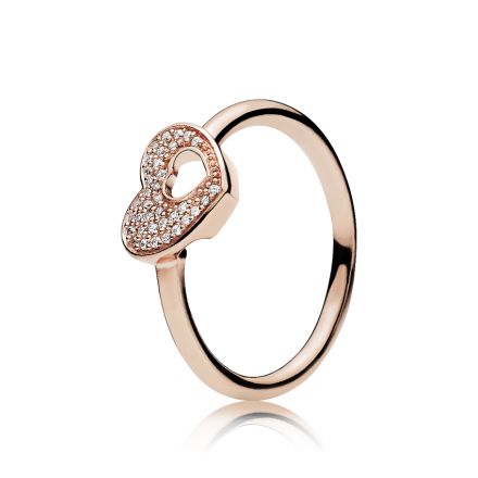 Δαχτυλίδι 14K rose gold-plated με κυβική ζιρκόνια, καρδιά