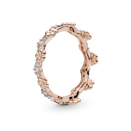 Δαχτυλίδι 14K rose gold-plated με κυβική ζιρκόνια, λουλούδι
